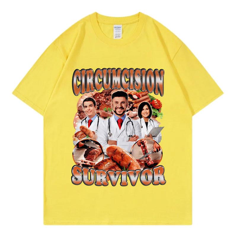 Circumcision Survivor Meme Tshirt Unisex Wounisex Clothing Fashion Y2k Short Sleeve Tshirts Summer Casual Loose Cotton T Shirt Tops