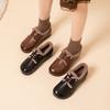Winter Leather Soft-soled Velvet Cotton Shoes Casual Warm Mother Shoes Medium Old Flat-heeled Retro Wool Single Shoes Women