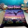 Children My World Duvet Cover Minecraft Cartoon Quilt Cover Bedding Set Queen King Full Size with 1/2 Pillocase Bedroom
