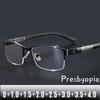 Vintage Metal Half Frame Reading Glasses Anti-blue Light Farsighted Eyeglasses Men Women Business Eyewear Diopter 0 To -4.0