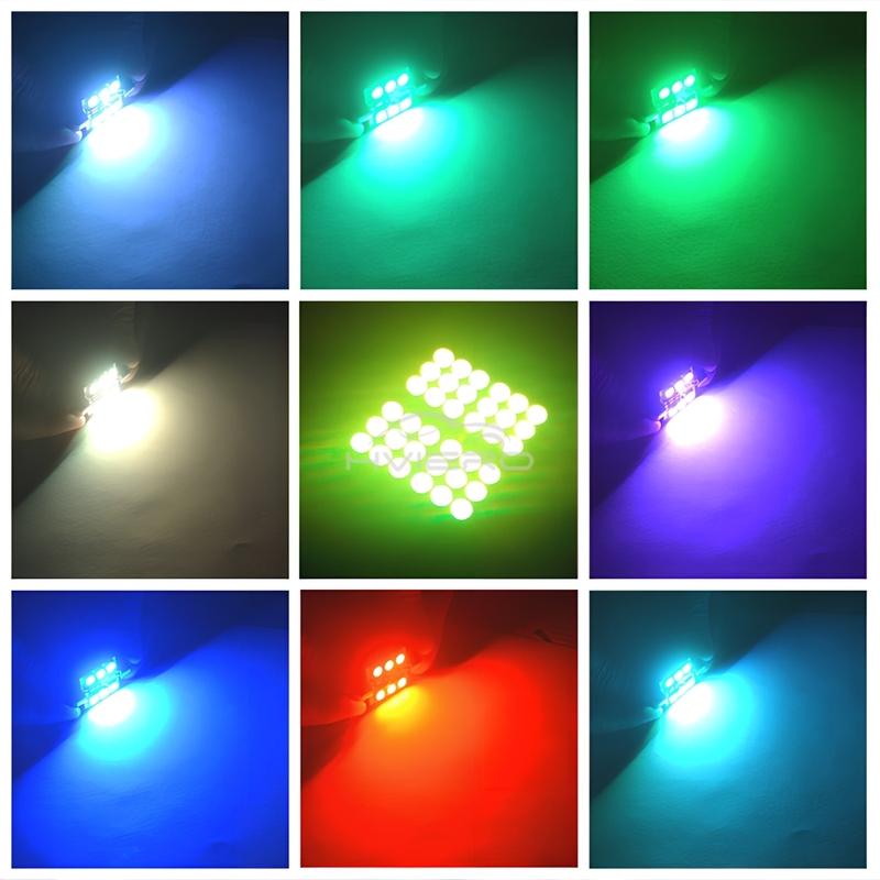 2 шт. RGB 6 светодиодов Потолочный плафон Салонное освещение для чтения C5w Автомобиль с дистанционным управлением Атмосферные светодиодные приветственные огни Поворотник Лампа багажника 12В