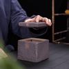 Квадратная керамическая банка для чая в японском ретро-стиле - Ручная работа, грубая керамика для пуэра и белого чая, старая глиняная банка без герметичной крышки