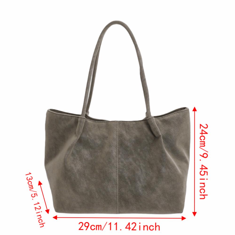 Soft Large Capacity Handbag Leather Shopper Underarm Bag Versatile Suede Shoulder Bag Casual Use