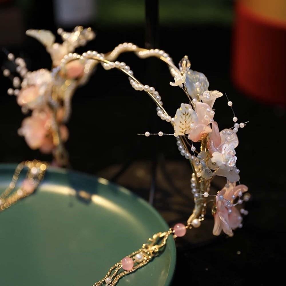 Бусины Ханфу Кисточка Обруч для волос Кристалл Качающийся Сказочный Головной убор Китайская Древняя Повязка для волос Женщины