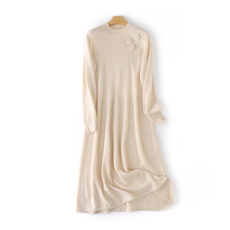 Женское кашемировое платье Qinghe кашемир 70% шерсть 30% кашемир женское осенне-зимнее кашемировое платье мягкое и теплое