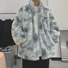 Men's Tie-Dye Lambswool Jacket - Warm, Loose, Cotton-Padded, Velvet-Enhanced Winter Coat