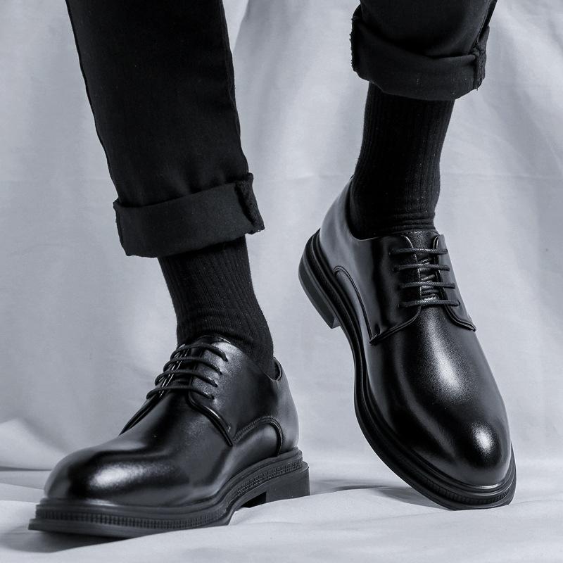 Korean Version Of British Business Pointed Leather Shoes Men'S 45 46 Fashion Lace-Up Men'S Shoes Wedding Dress Groom Shoes 19932-R