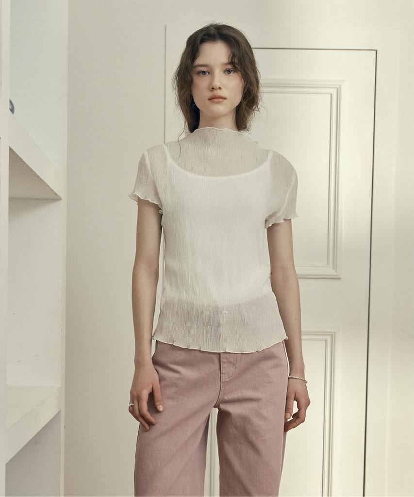 JUCYJUDY Mock Neck Sheer Blouse J1Bl321D