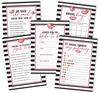 Inkdotpot Striped Theme Bridal Shower Games Set of 5 (Activities for 50 Guests) Fun Bachelorette Party Games Set Bundle