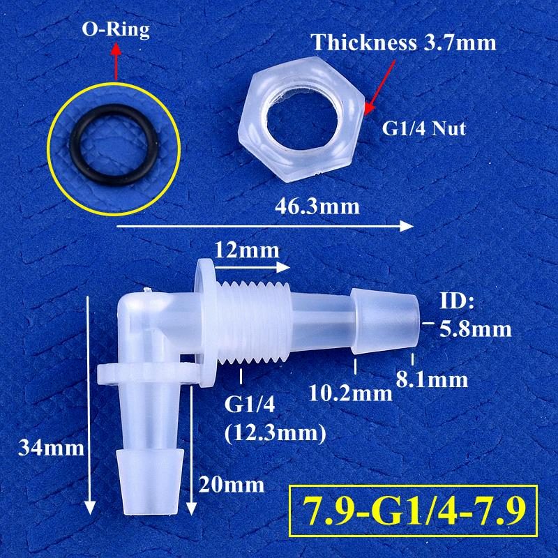 5~200pcs M6~G1/2 To 2.4-11.1mm PP Pagoda Elbow Connector+Nut O-Ring Irrigation Aquarium Tank Adapter Irrigation Water Hose Joint