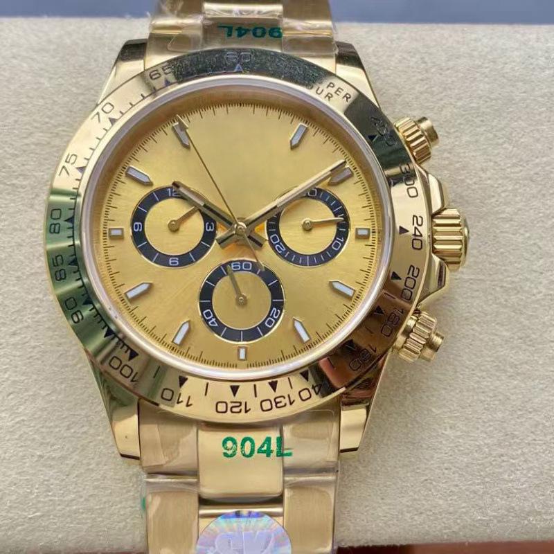 Мужские автоматические механические часы Rolex Daytona 40 мм, многофункциональные, с инкрустацией бриллиантами.