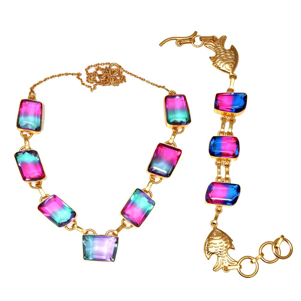 Bio-Tourmulian 14 Ct Gold Plated Jewelry Necklace Bracelets18-20''