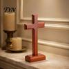 Baptism Confirmation Gift Solid Wood Stand Tabletop Ornament, Wooden Standing Christian Gifts, Classic Faith Decor Religious for Home Prayer