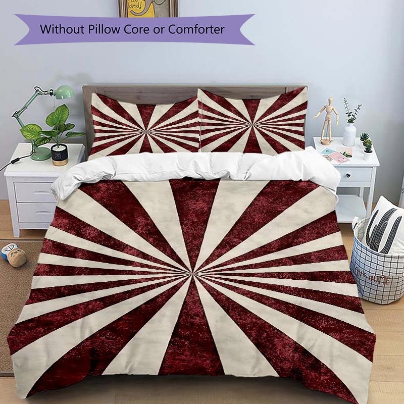3pc Sunburst Stripes Cover Set - 1 Quilt Cover + 2 Pillowcases, All Seasons Bedroom Setting, Perfect for Home005