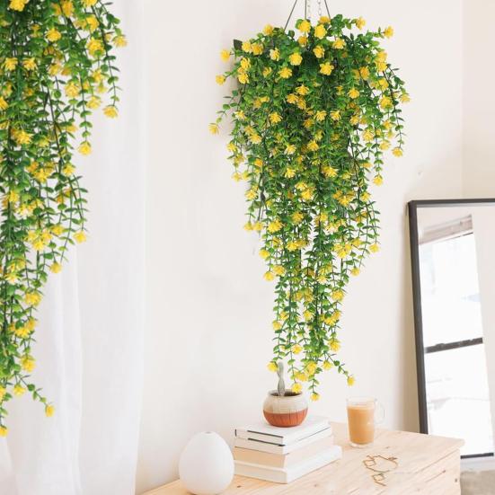 1/2 шт. висячие искусственные цветы, устойчивые к лозе растения, искусственные свисающие цветочные УФ-пластиковые растения плюща для дома