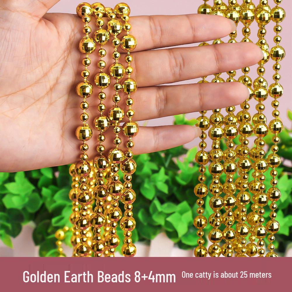 Gold & Silver Electroplated Bead String for DIY Christmas Tree Decorations
