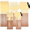 6/30pcs Brown Gold Stainless Steel Dinnerware Set Wood Texture Tableware Knife Flatware Forks Tea Spoon Cutleries Silverware Set