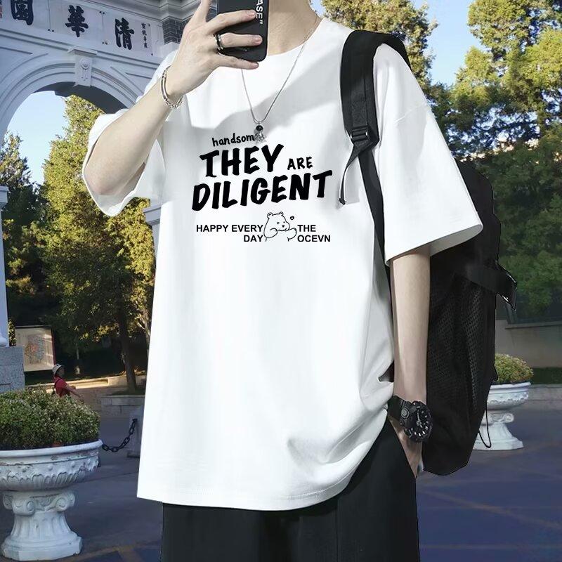 2024 Новая футболка с короткими рукавами для мужчин Ins Fashion Brand Европейский и американский стиль хип-хоп круглый вырез нижняя рубашка верхняя летняя