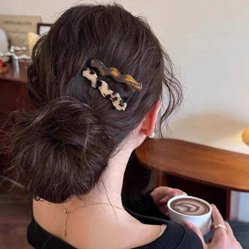 2pcs/set Acetate Hair Clips Wave Geometric Hairpin Colorful Printings Barrettes Elegant Sweet Cute Women Hair Accessories