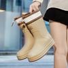 Rain shoes women's adult fashion long tube water shoes women's velvet warm rain boots waterproof and non-slip kitchen rubber shoes wear-resistant