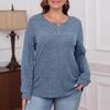 Повседневный пуловер с длинными рукавами, V-образным вырезом, пуговицами, полоской под мышками, свободного кроя, модная футболка-топ
