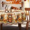 One autumn tablecloth, wooden barrel scarecrow and harvest tablecloth, with a rural style.zyc