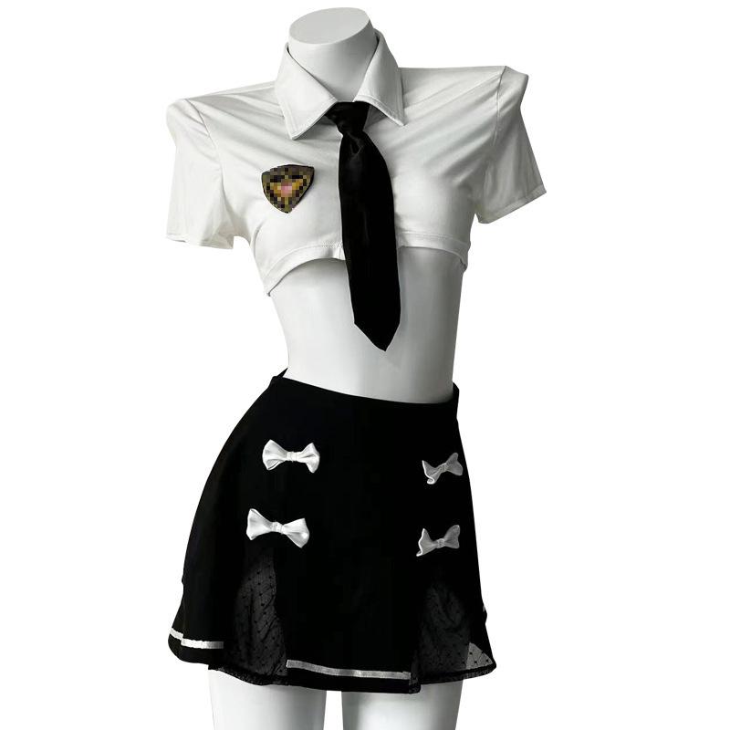 Соблазнительный комплект нижнего белья полицейской формы с низкой посадкой и съемной мини-юбкой