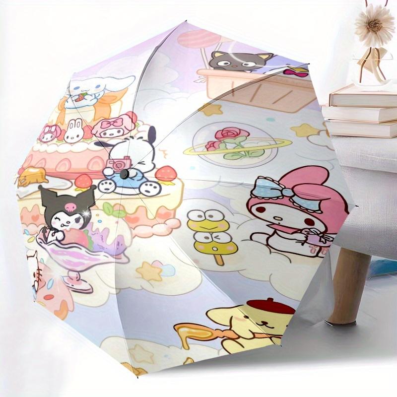 Ice Cream Shop POCHACCO Durable Cartoon Folding Umbrella, Portable 3-Fold Compact Umbrella for Men and Women, Suitable for Travel or Daily Use.Y052