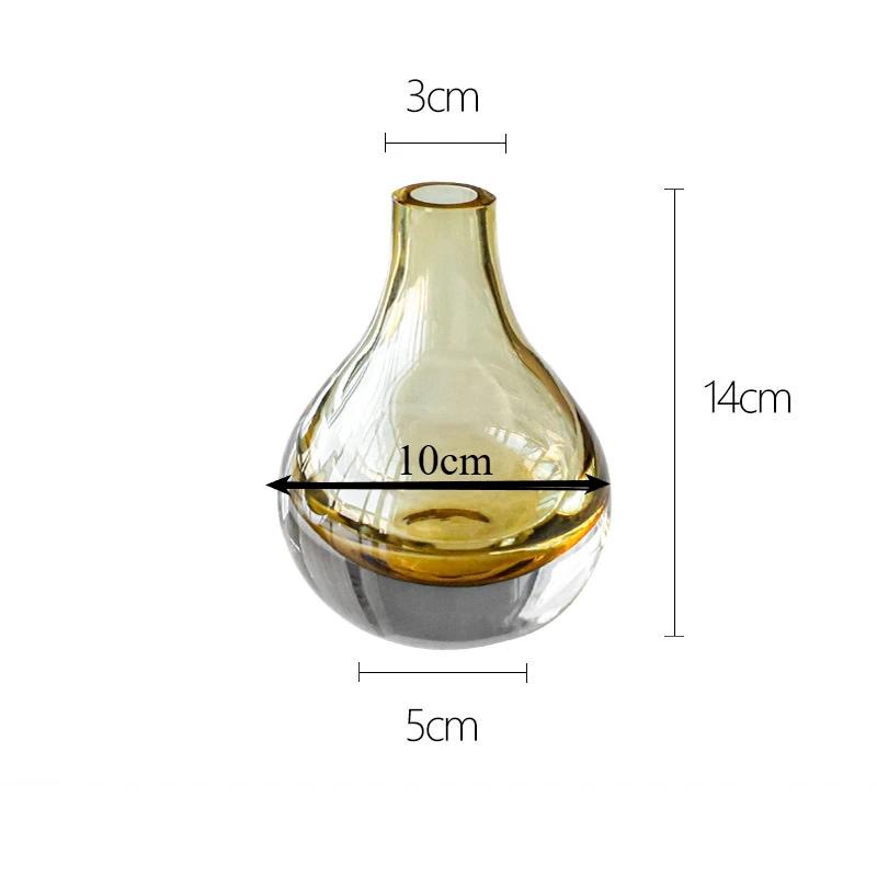 DXUIALOI Nordic Creative Colored Transparent Glass Vase Housewarming Gift Home Living Room Flower Arrangement Vase Decoration