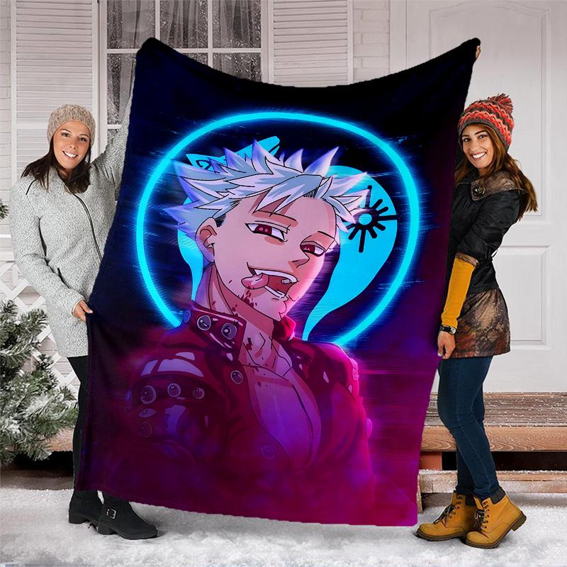1pc Seven Deadly Sins1 Theme Soft Flannel Throw Blanket - Digital Print, Polyester, Cozy for All Seasons, Perfect for Outdoor, and Travel