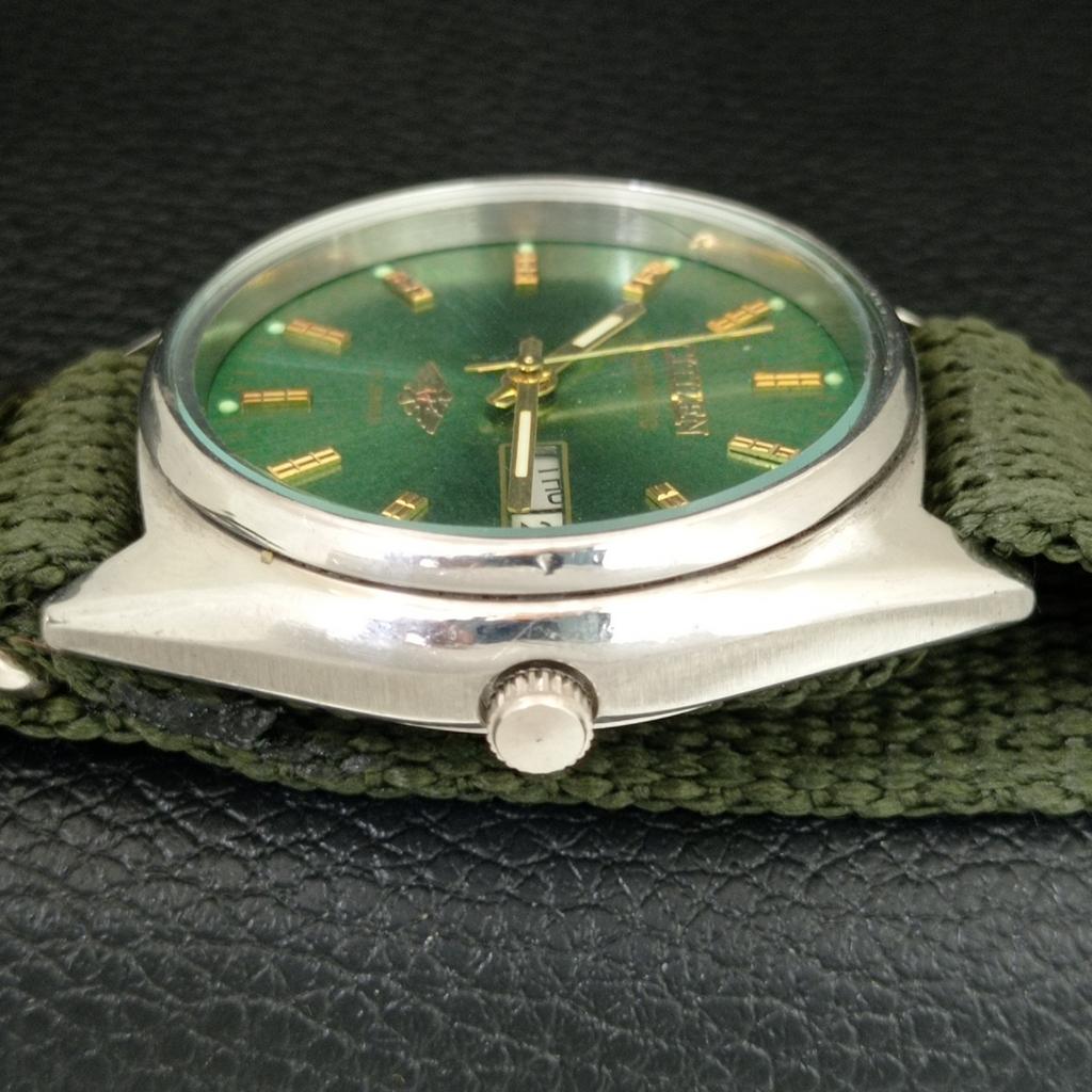 ВИНТАЖНЫЕ АВТОМАТИЧЕСКИЕ ЧАСЫ CITIZEN 8200 ЯПОНИЯ МУЖСКИЕ ЗЕЛЕНЫЙ ЦВЕТ ЦИФЕРБЛАТ a709335-1