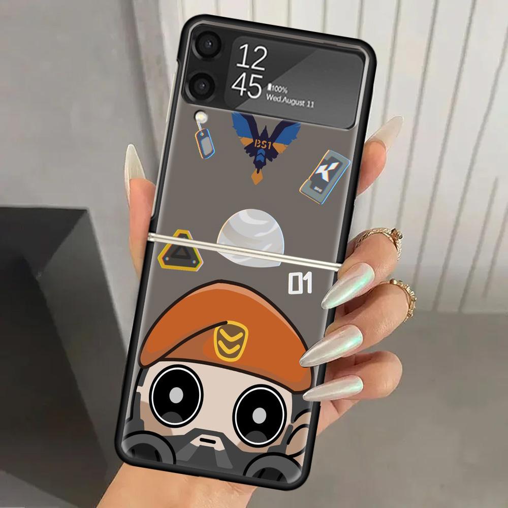 Игровой чехол Valorant Милый Жесткий ПК Чехол для Телефона Для Samsung Galaxy Z Flip 7 6 5 4 3 Черный ZFlip7 ZFlip6 Flip5 Flip4 Flip3 5G Печатный Чехол G