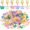 PH PandaHall 60Pcs Glass Butterfly Dangle Charms Crochet Stitch Marker 6 Colors Crystal Glass Charms Pendants With Lobster Claw Clasps For Necklace