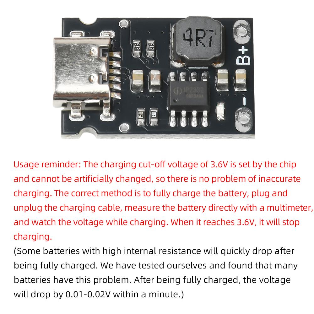 5/1PCS 1S 3.2V/3.6V 2.4A lithium iron phosphate battery dedicated charging module high current charging board Type C DC 4.5-5.5V