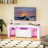 TV Cabinet TV Stand With RGB LED Lighting High Gloss Tempered Glass Shelves 120x34x45cm White