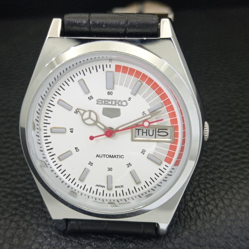 REFURBISHED SEIKO 5 AUTOMATIC 6309A VINTAGE JAPAN MENS WHITE WATCH a441834-a