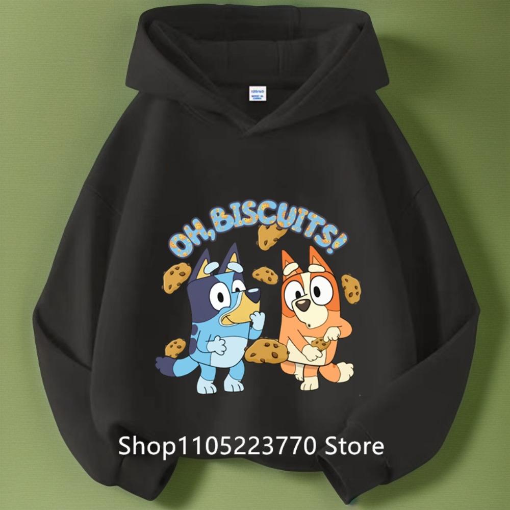 Детская толстовка с капюшоном Bluey, осенне-зимняя, теплая, мягкая, пуловер, удобный повседневный топ для детей