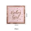 Baby Girl Disposable Tableware Pink Striped Rose Gold Paper Plates Cups Napkins for Baby Shower Birthday Party Decorations