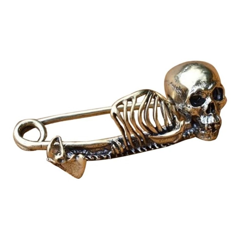 Creative Halloween Skeleton Brooch Vintage Gothic Skull Badge Lapel Pin Retro Skull Pin Women