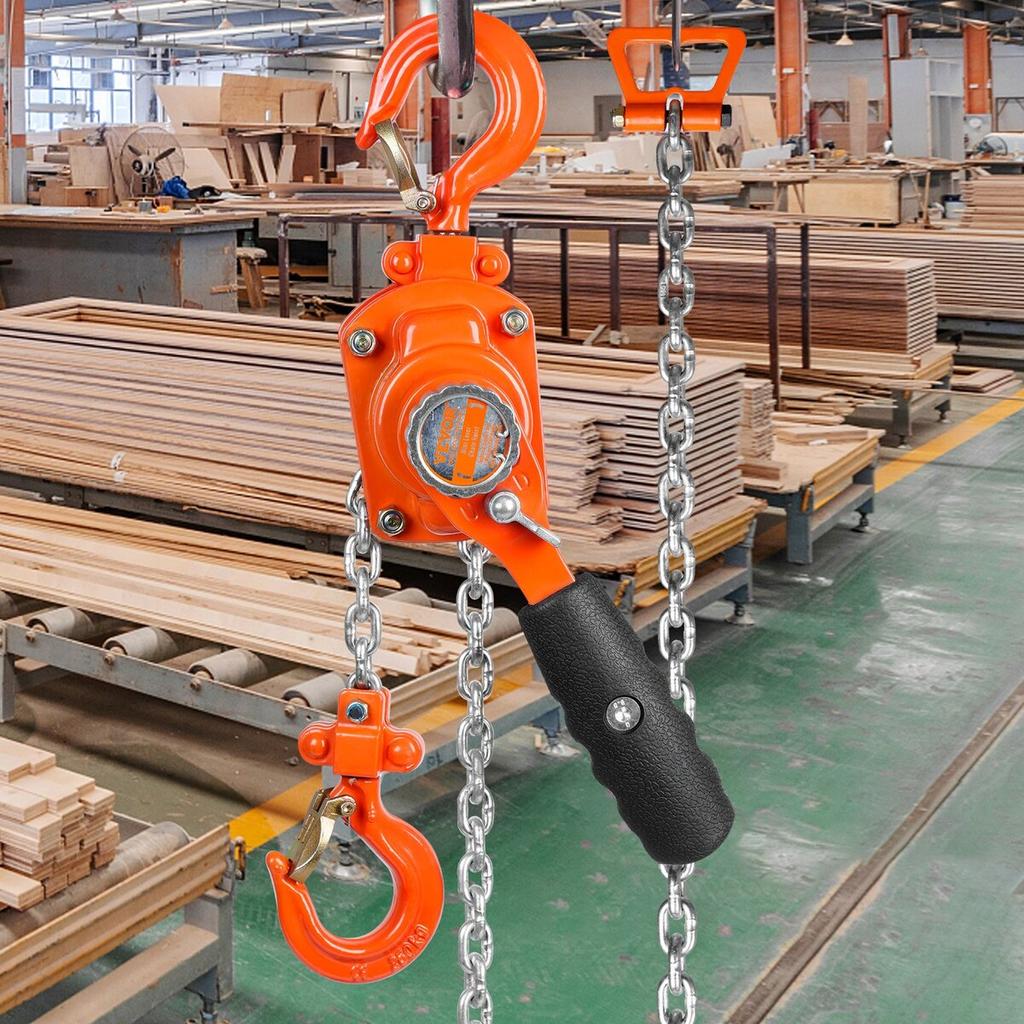 Manual Lever Chain Hoist, 1/4 Ton 550 lbs Capacity 5 FT Come Along, G80 Galvanized Carbon Steel with Weston Double-Pawl Brake, Auto Chain Leading &