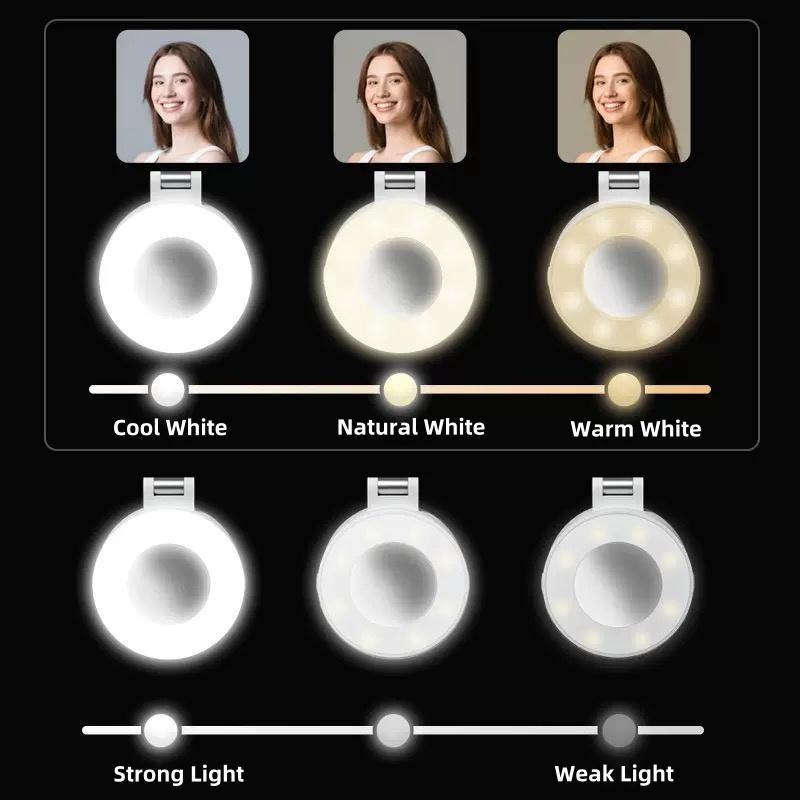 3 Color Modes Magnetic Waterproof Shockproof Foldable Selfie Light Adjustable Brightness Color Temperature Pocket Use ABS