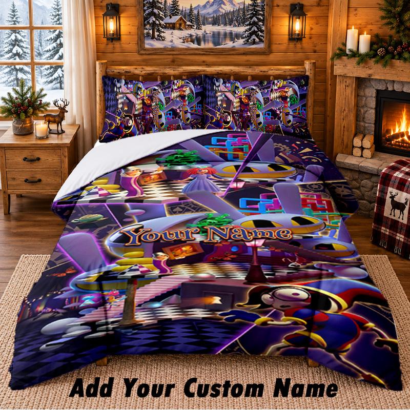 The Amazing Digital Circus Custom Name 3Pcs Bedding Set 1 Bed Sheet 2 Pillowcases Bedroom Home Decor