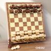Solid Wood Magnetic Folding Chess Set with Double Queens for Students and Children.