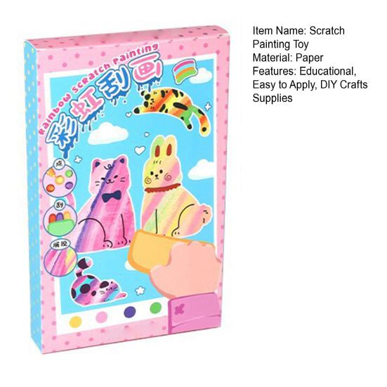 1 набор DIY Rainbow Scratch Painting Kit с красками, ручками, наклейкой-скребком