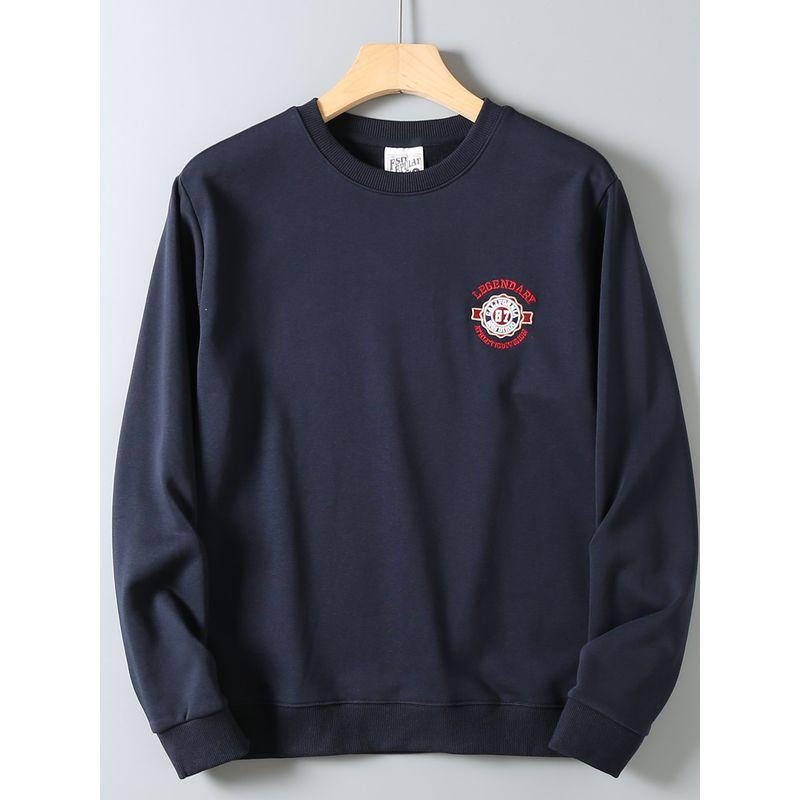 Men's Autumn Sweatshirt with Fish Scale Embroidery, Heavy Wash, and Long Sleeves, Suitable for Sports and Casual Wear