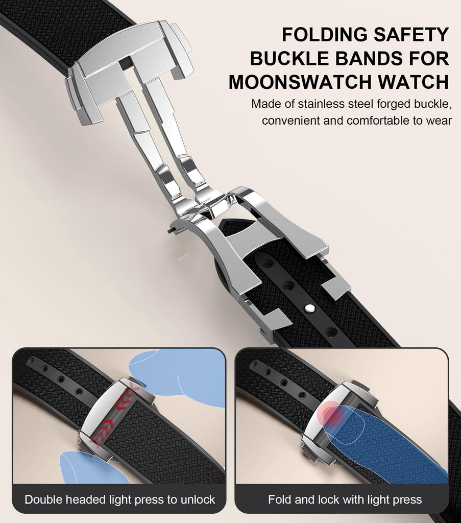 BONACE 20мм Мягкий Резиновый Ремешок для Часов для Omega x Swatch MoonSwatch Бесщелевой Изогнутый Запасной Без Камней Speedmaster, Ремешок, Унисекс, 20см, Силикон,