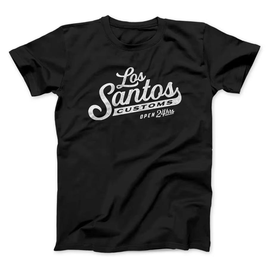 Los Santos Customs T Shirts Graphic Print Casual Tee Classic Letter Streetwear Oversize Loose Top Trendy Vintage Nostalgic Retro