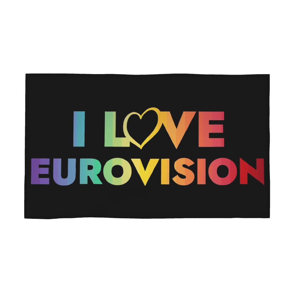 I love Eurovision - rainbow pattern Soft Face Towel Quick Dry Pool Bath Cotton Towels Absorbent