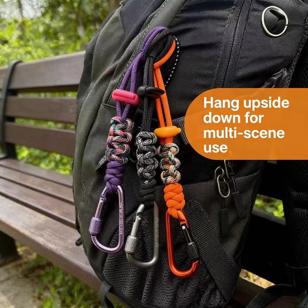 Locking Carabiner Clip Beverage Bottle Lanyard Braided Rope Key Chain Lanyard Outdoor Use