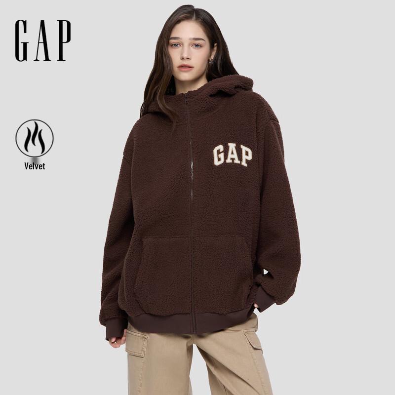 Gap Унисекс худи на молнии с вышитым логотипом и искусственным мехом Шерпа